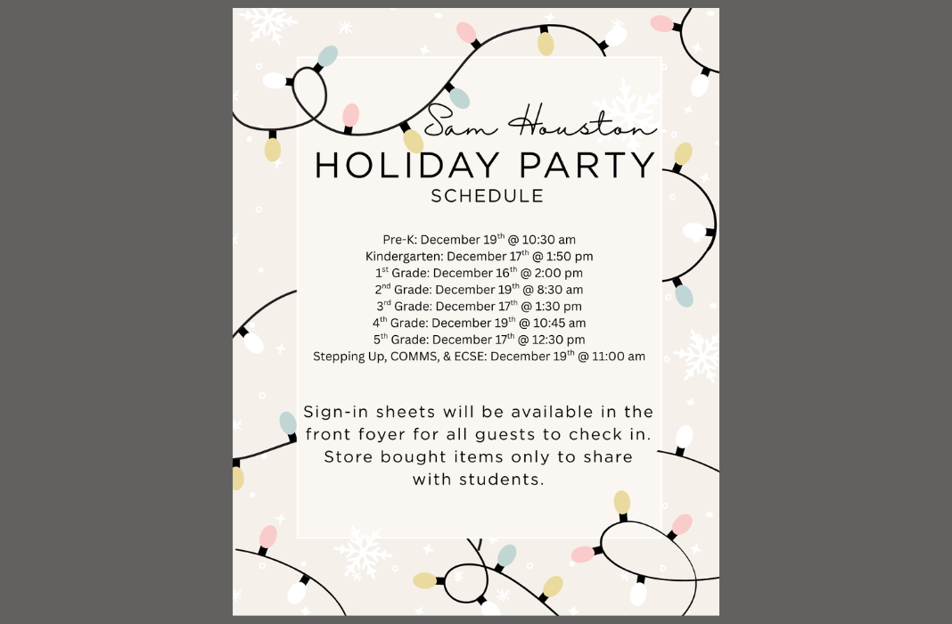  Holiday Party Schedule
